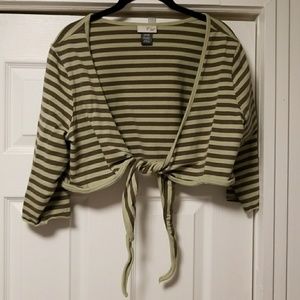 Venezia Sport - Olive Green Striped Bolero Shrug